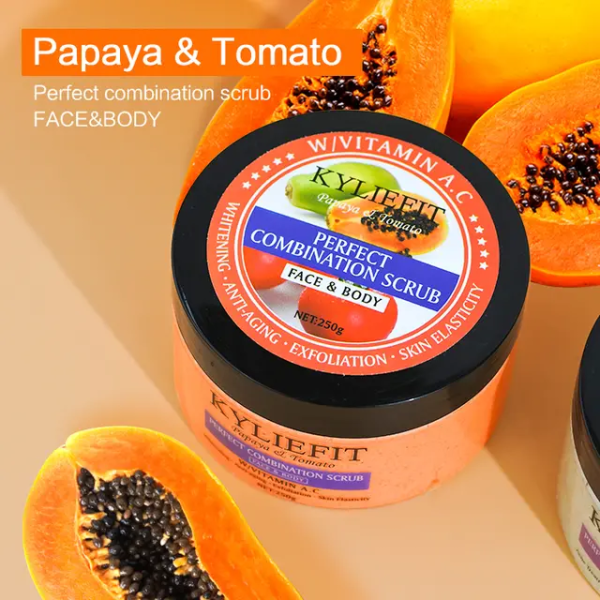 Super Whitening moisturizing exfoliating body scrub made with papaya and tomatoes - Image 2